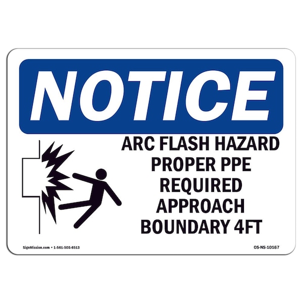 OSHA Sign, 18" H, 24" W, Rigid Plastic, Arc Flash Hazard Proper PPE Sign With Symbol, Landscape